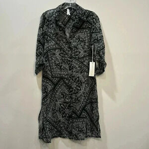 Live 4 Truth Black and White Paisley Print Sheer Duster Size S